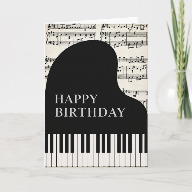 Tarjeta de piano de melodía de cumpleaños (Anverso)