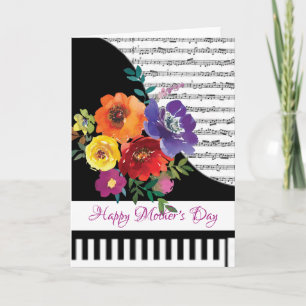Tarjeta de piano floral