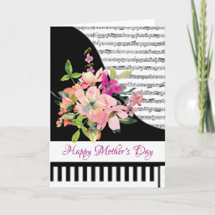 Tarjeta de piano floral