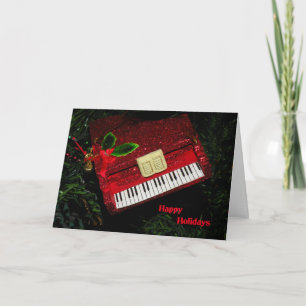 Tarjeta de piano para navidades, vacaciones felice