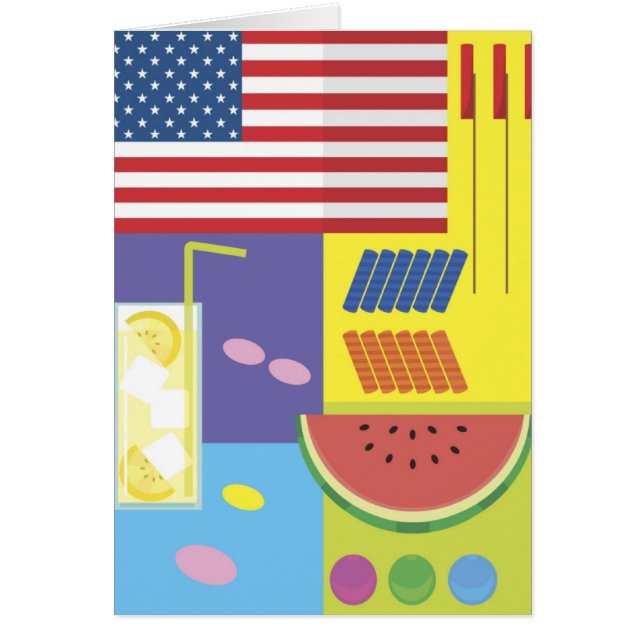 Tarjeta de picnic de verano patriótica - personali (Frente)