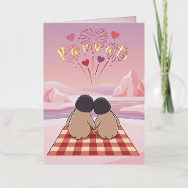 Tarjeta de picnic del Día de San Valentín de pingü