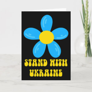 Tarjeta De pie con Ucrania Flor Azul y Amarillo Solidarida