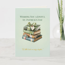 Tarjeta de pila de libros del día de San Patricio 