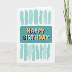 Tarjeta de pincelada azul turquesa alegre