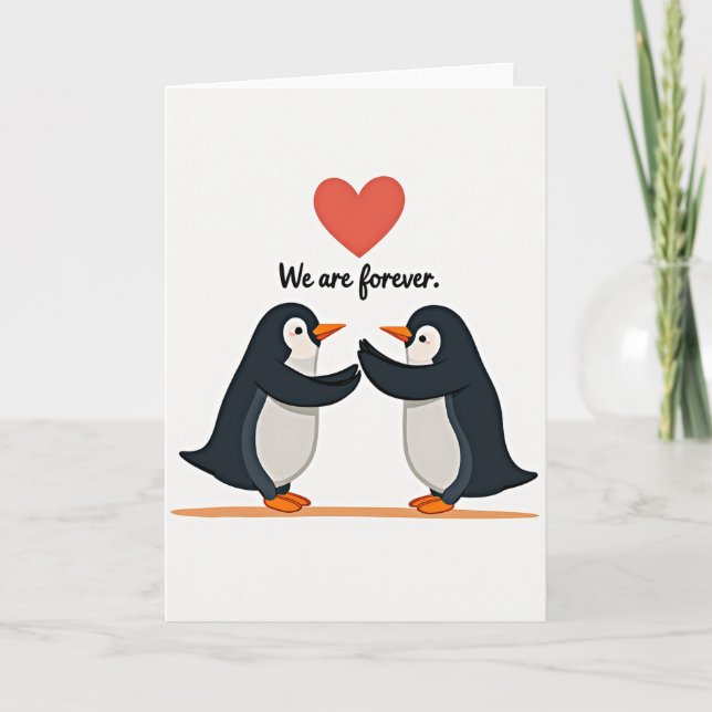 Tarjeta de Pingüino de Amor Eterno (Anverso)