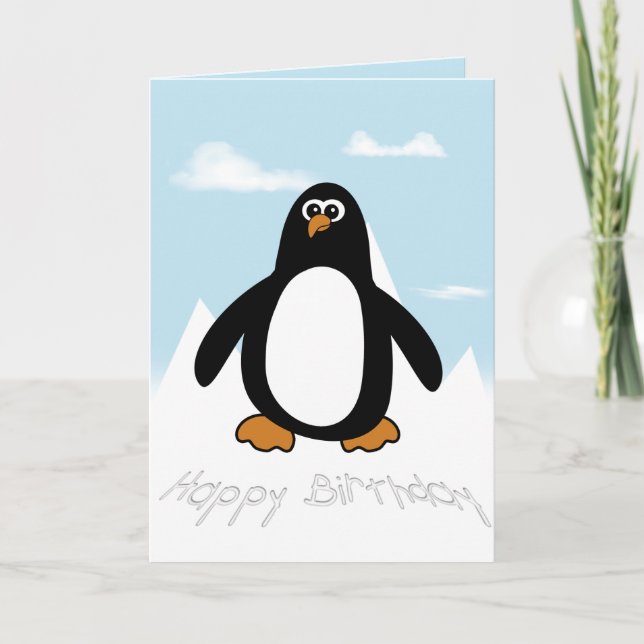 Tarjeta de pingüino de cumpleaños feliz (Anverso)