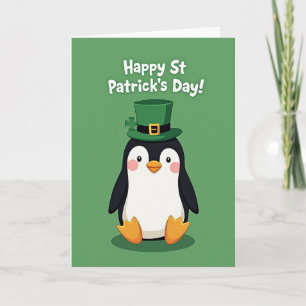 Tarjeta de pingüino del día de San Patricio