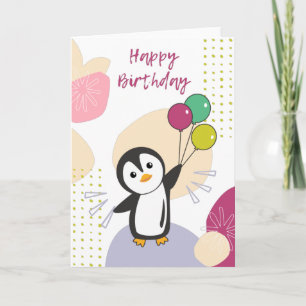 Tarjeta de pingüino deseando feliz cumpleaños a us