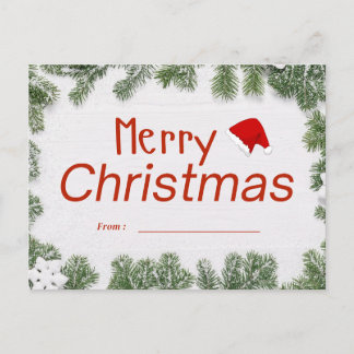 Tarjeta de pino de sombrero de Santa Feliz Navidad