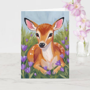Tarjeta de pintura acuarela de cervatillo animal c