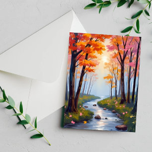 Tarjeta de pintura acuarela de follaje otoñal de F