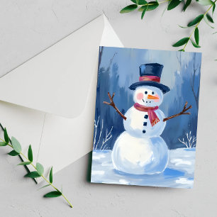 Tarjeta de pintura acuarela de invierno de Frosty