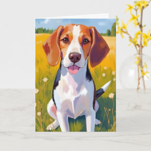 Tarjeta de pintura acuarela de perro Beagle