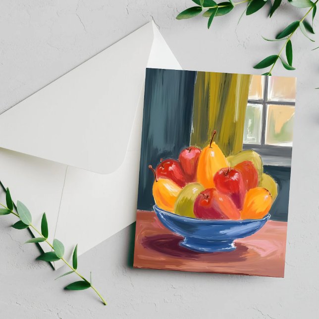 Tarjeta de pintura acuarela de tazón de frutas (Subido por el creador)