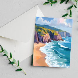Tarjeta de pintura al acuarela del océano Big Sur,
