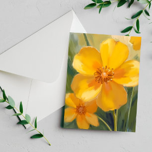 Tarjeta de pintura de acuarela de flores amarillas