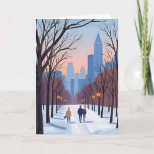 Tarjeta de pintura de acuarela de invierno de Bost