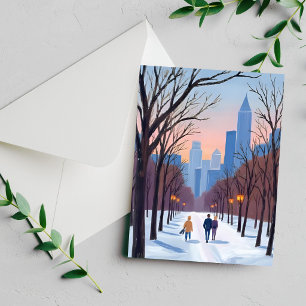 Tarjeta de pintura de acuarela de invierno de Bost