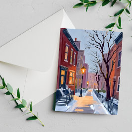 Tarjeta de pintura de acuarela de invierno del Nor