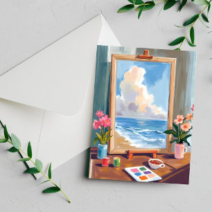 Tarjeta de pintura de acuarela de lienzo de caball