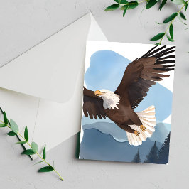 Tarjeta de pintura de águila calva acuarela