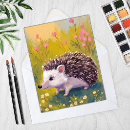 Tarjeta de pintura de animal de campo floral de er