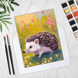 Tarjeta de pintura de animal de campo floral de er