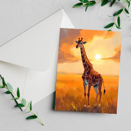 Tarjeta de pintura de animales safari jirafa atard