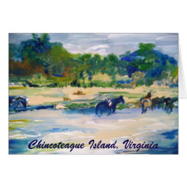 Tarjeta de pintura de caballos de Chincoteague Isl