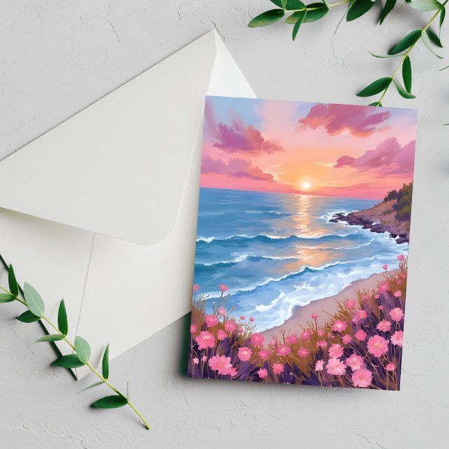 Tarjeta de pintura de flores de acuarela de puesta (Subido por el creador)