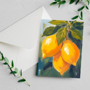 Tarjeta de pintura de frutas de acuarela de limone