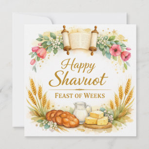 Tarjeta de pintura de la feliz fiesta de Shavuot d
