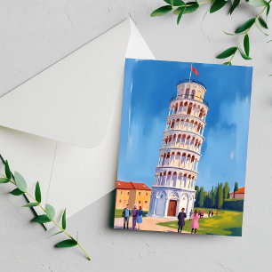 Tarjeta de pintura de la Torre inclinada de Pisa I