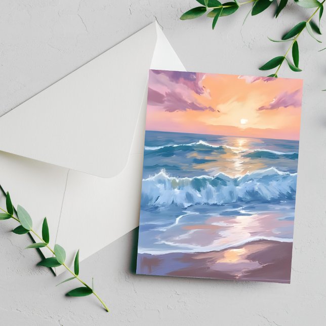 Tarjeta de pintura de mar de acuarela de olas del  (Subido por el creador)