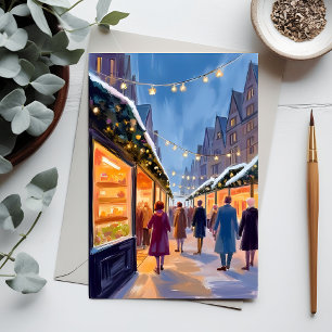 Tarjeta de pintura de Navidad alegre del mercado d