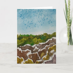 Tarjeta de pintura de paisaje de medios mixtos roc