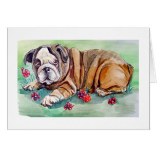 Tarjeta de pintura de papel de Bulldog suave