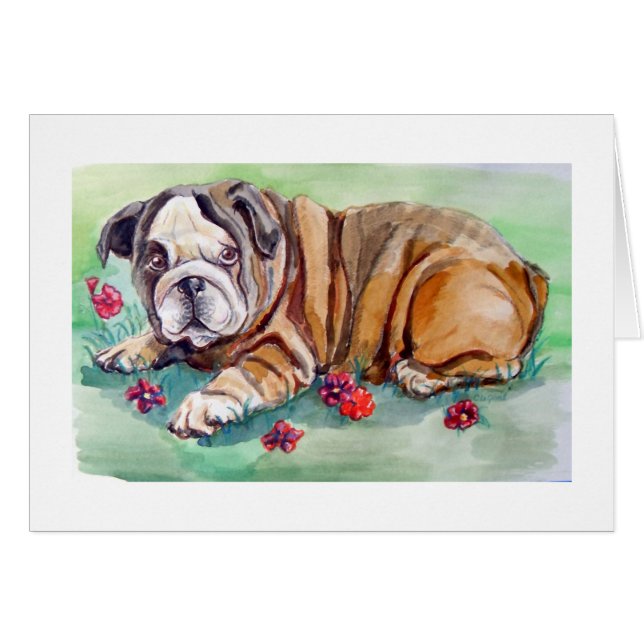 Tarjeta de pintura de papel de Bulldog suave (Anverso (Horizontal))
