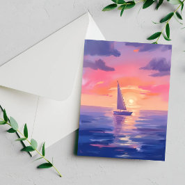 Tarjeta de pintura de pastel al agua de vela al at