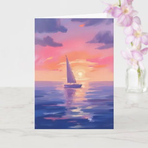 Tarjeta de pintura de pastel al agua de vela al at