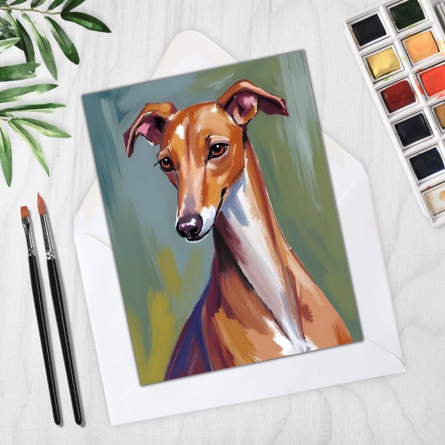 Tarjeta de pintura de perro galgo italiano (Subido por el creador)