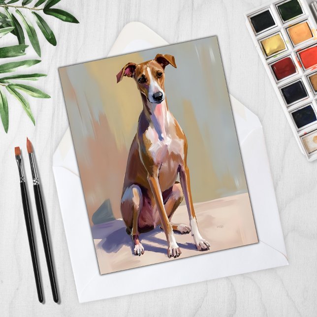 Tarjeta de pintura de perro galgo italiano (Subido por el creador)