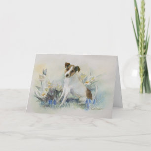 Tarjeta de pintura de perro Terrier Jack Russell e