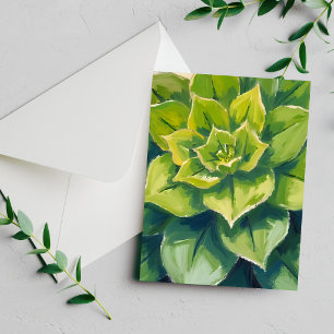 Tarjeta de pintura de planta suculenta verde