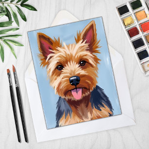 Tarjeta de pintura de retrato de perro de Yorkshir