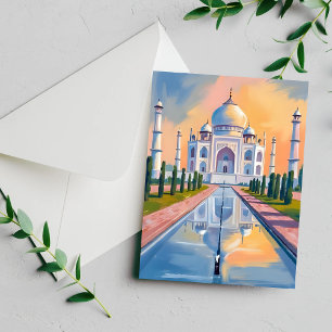 Tarjeta de pintura de viaje a Taj Mahal India