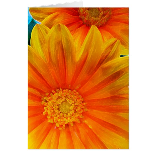 Tarjeta de pintura digital naranja Gerbera Daisy (Frente)