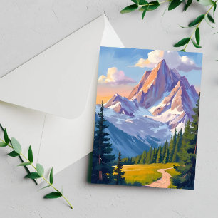 Tarjeta de pintura en acuarela de la cordillera
