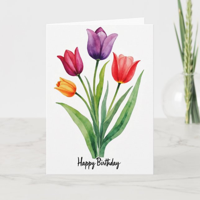 Tarjeta de pintura floral alegre (Anverso)